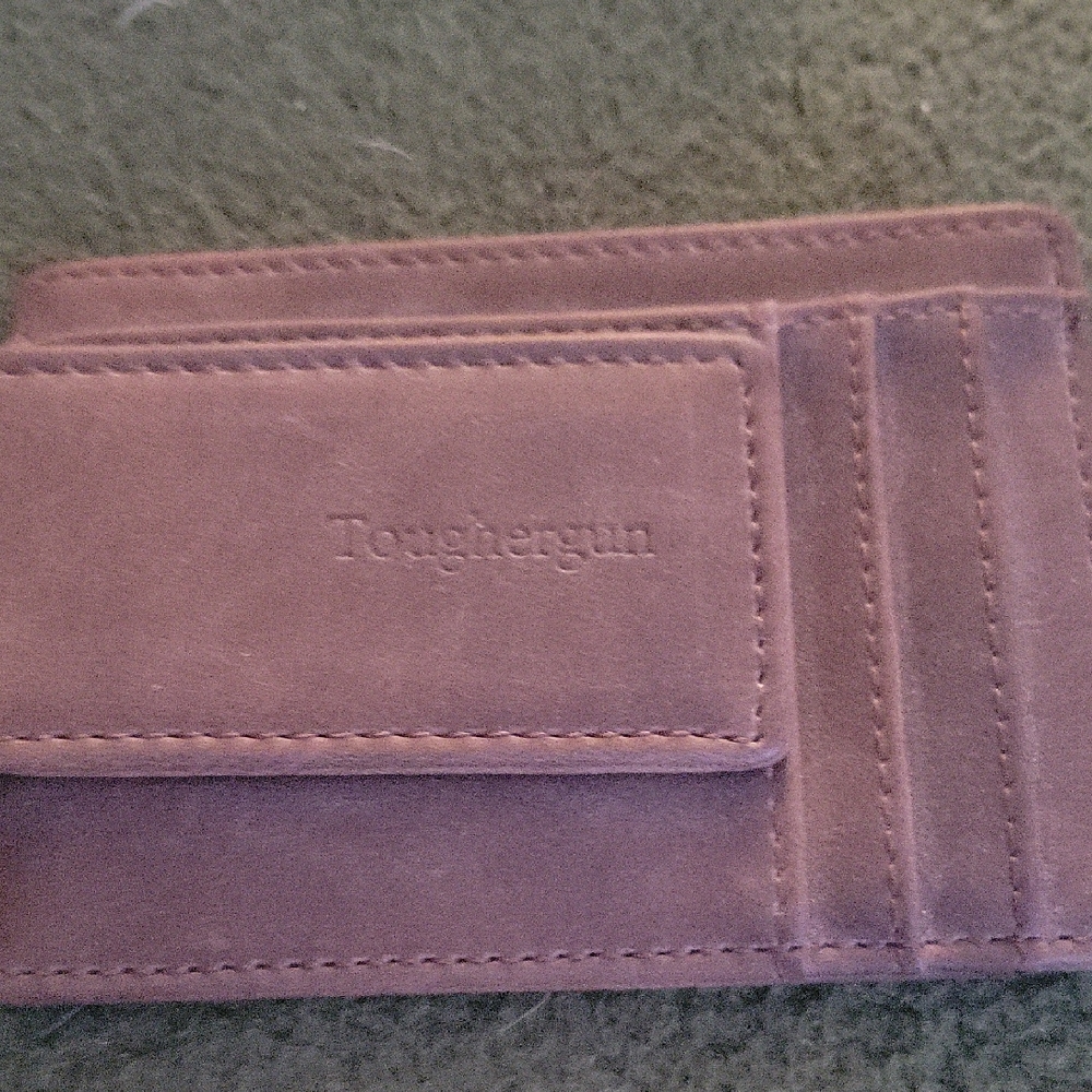 Toughergun Men's Brown Leather Wallet And Money Clip